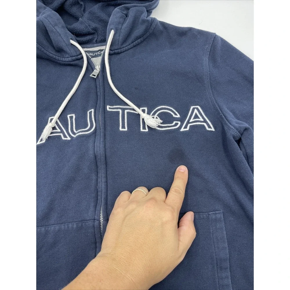 Nautica Mens Solid Blue Full Zip‎ Hoodie Size M #C464